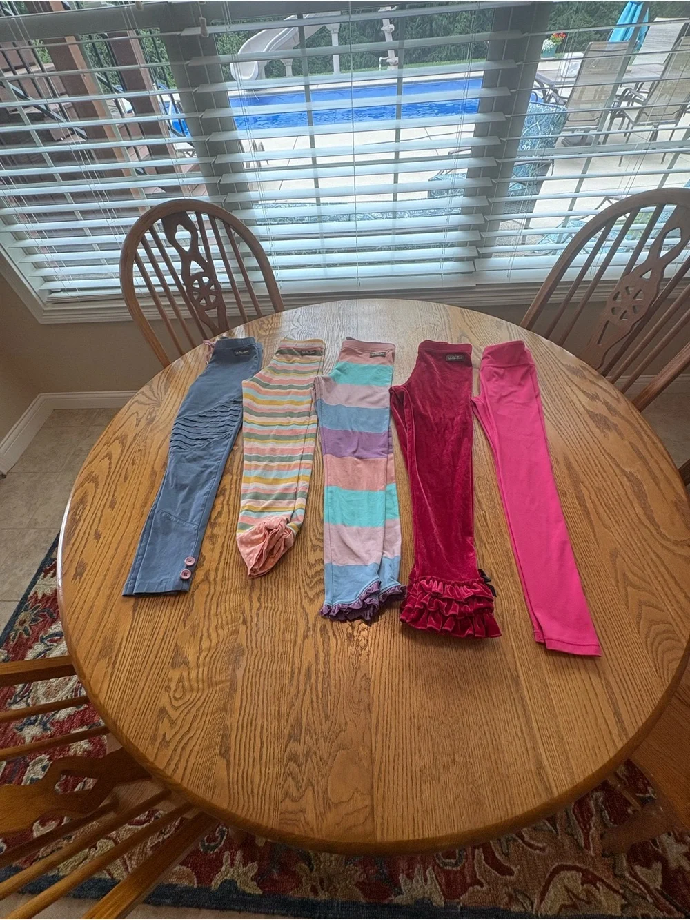Matilda Jane Size 8 Girls Leggings Lot 4 Pair Velour Ruffles Stripes Crops EUC